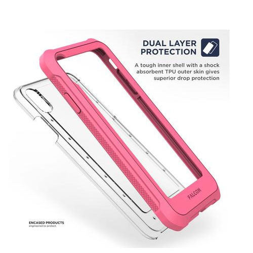 Encased Falcon Case and Tempered Glass Screen Guard iPhone XR - Pink/Clear