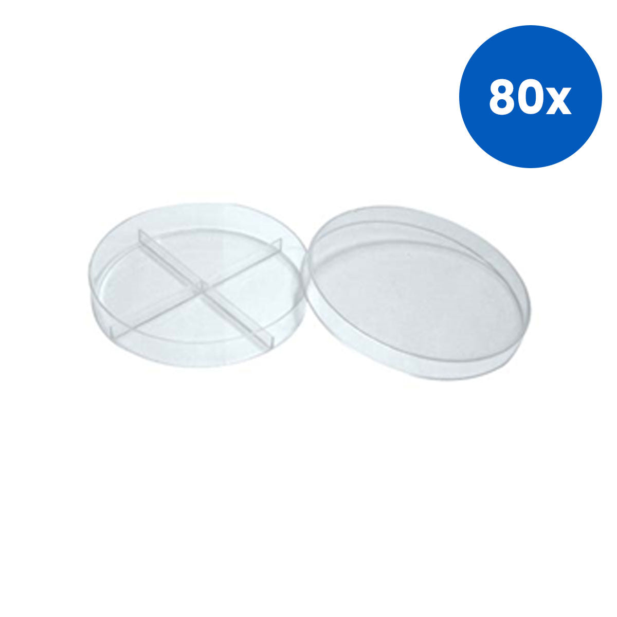 Livingstone Petri Dish with 4 Sectors 90mm with Lid Recyclable Polystyrene 10/Bag - White x80