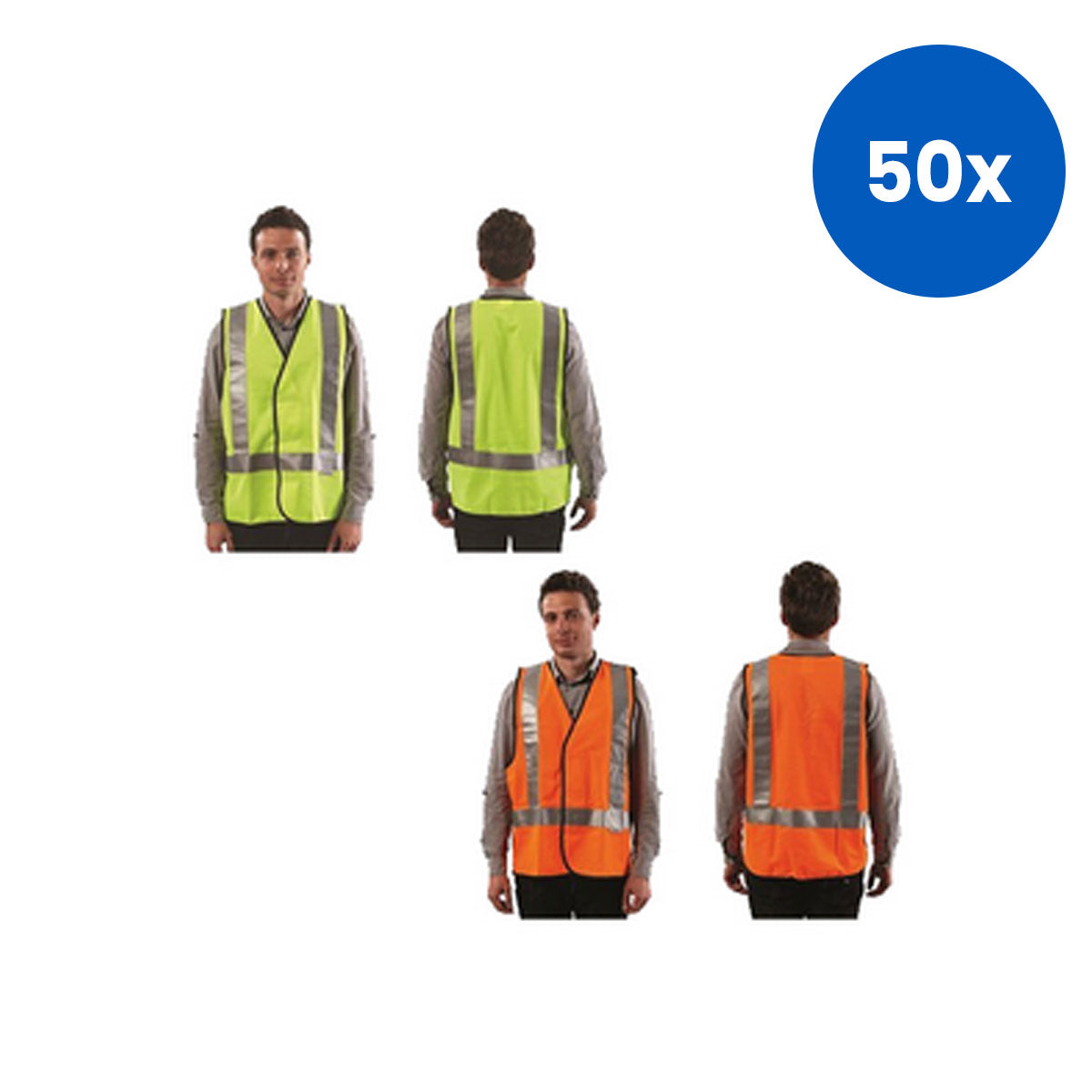 Livingstone High Visibility Safety Vest Extra Large Size Back Reflective Pattern - Yellow x50