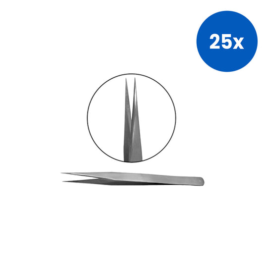 Livingstone Fine Tip Tweezer No.3 Straight Point Stainless Steel 125mm 18.10g - Silver x25