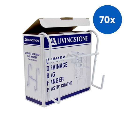 Livingstone Urine Drainage Bag Hanger 17(L) x 8.5(W) x 14.5(H)cm Recyclable Plastic Coated - White x70