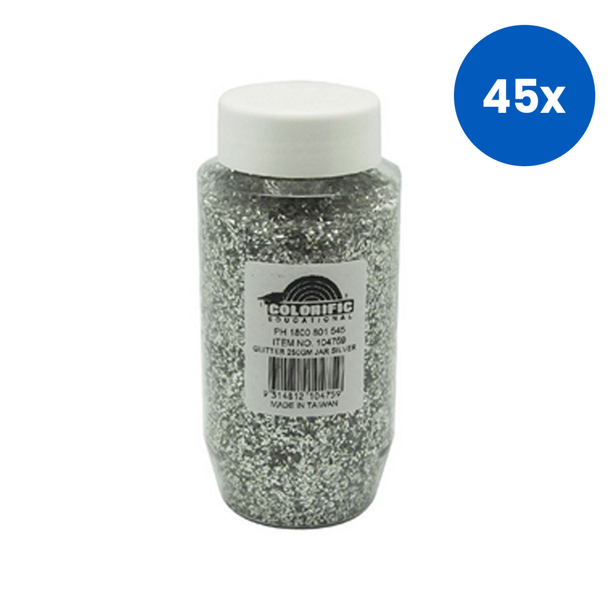 Colorific Glitter 250 Grams Jar - Silver x45