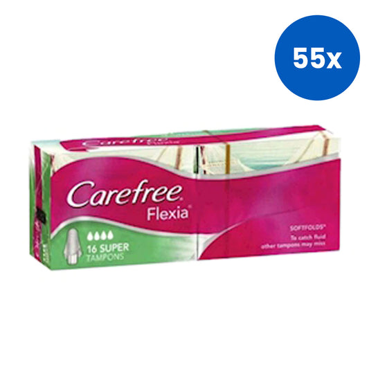 Carefree Flexia Tampons Super 16 Tampons/Pack x55