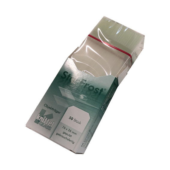Starfrost Microscope Glass Slide Ground Edges 45deg Germany 50 Slides/Pack - White Frosted x25