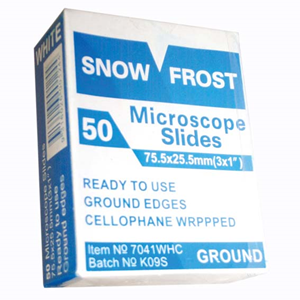 Snow Frost White Frosted Microscope Glass Slide Ground Edges 45 Degrees Corner 50/Pack - White x75