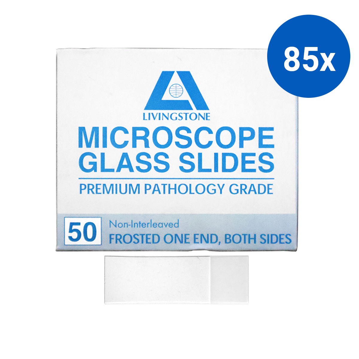 Liv Microscope Glass Slide Frosted One End Both Side Thickness: 1.0 - 1.2mm 75 x 25mm 50/Pack - Clear x85