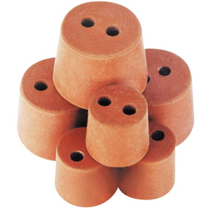 Livingstone Rubber Stopper Two Holes 19mm(B) x 24mm(T) x 21mm(H) - Brown x50