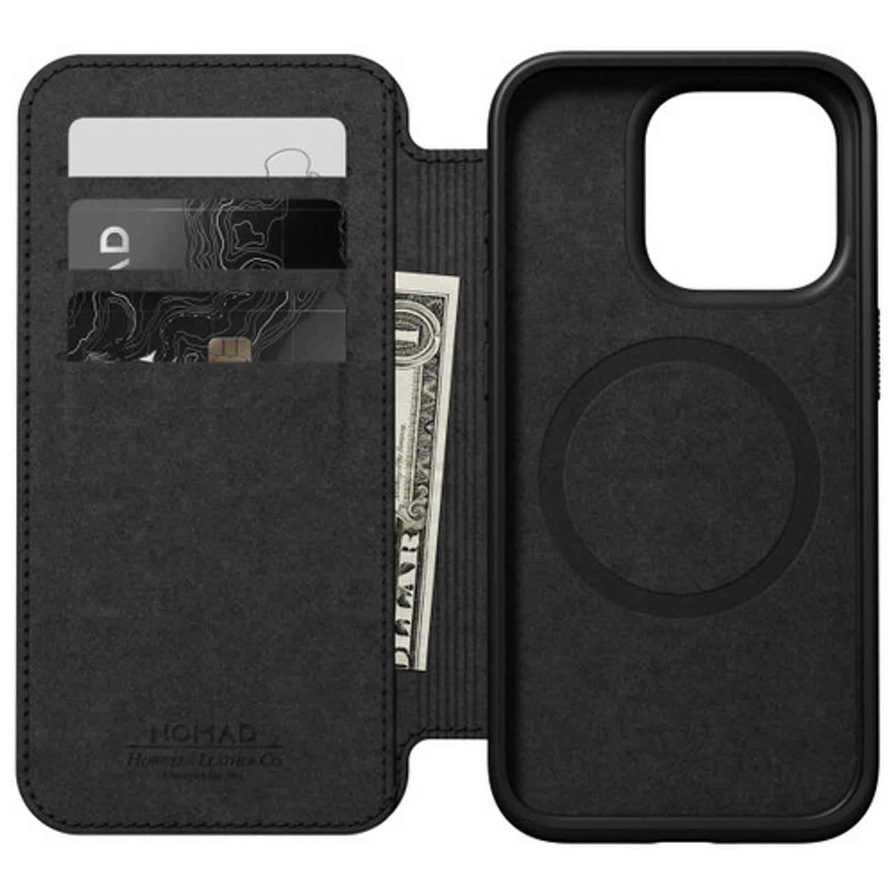 Nomad Modern Horween Leather Folio iPhone 15 Pro Max - Black