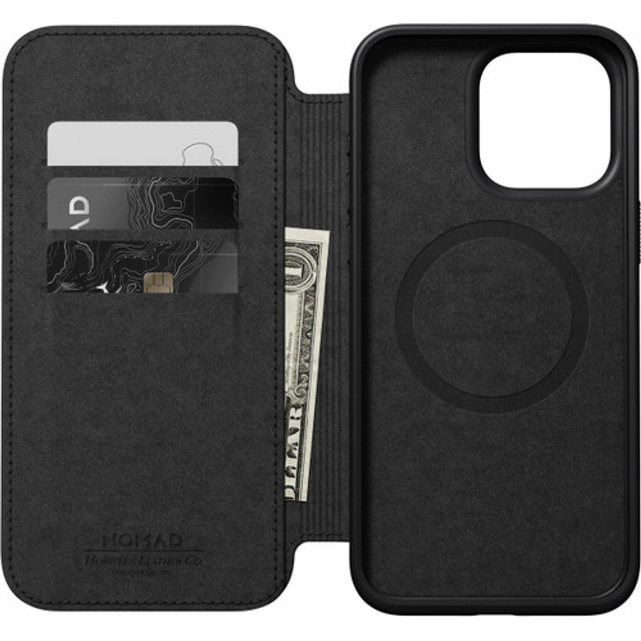 Nomad Modern Horween Leather Folio iPhone 15 Pro - Black