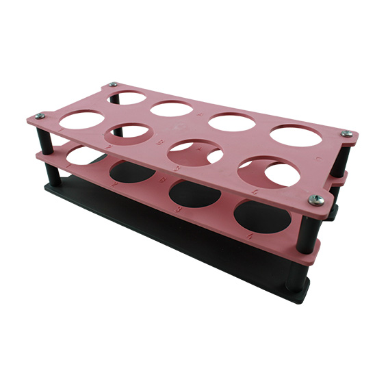Aptaca Test Tube Rack Stand Recyclable PP 35mm Test Tube D 8 Holes 235x110x75 mm - Black x25