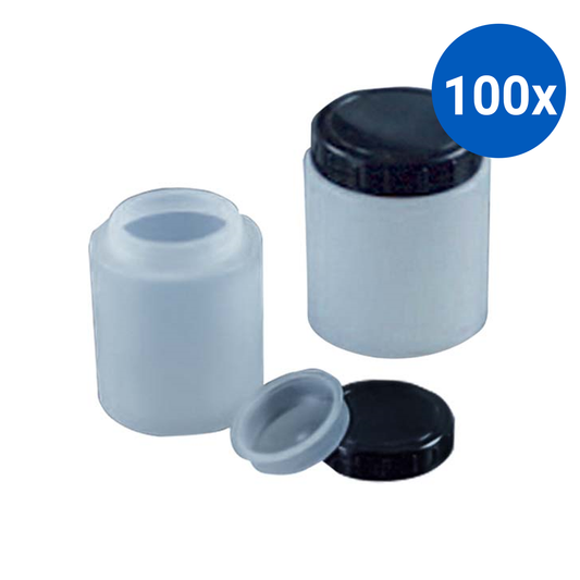 Aptaca Cylindrical Jar with Screw Cap and Inner Cap Wide Mouth 500ml HDPE - White x100