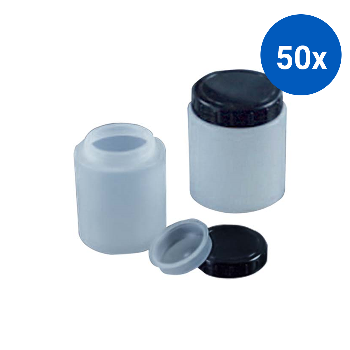 Aptaca Cylindrical Jar with Screw Cap and Inner Cap 2000ml HDPE - White x50