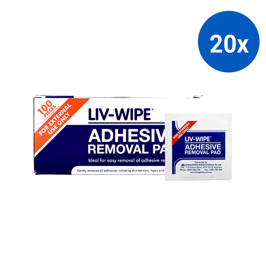 Liv-Wipe Adhesive Remover Removal Pad Wipe 6x6cm 100/Box - White x20