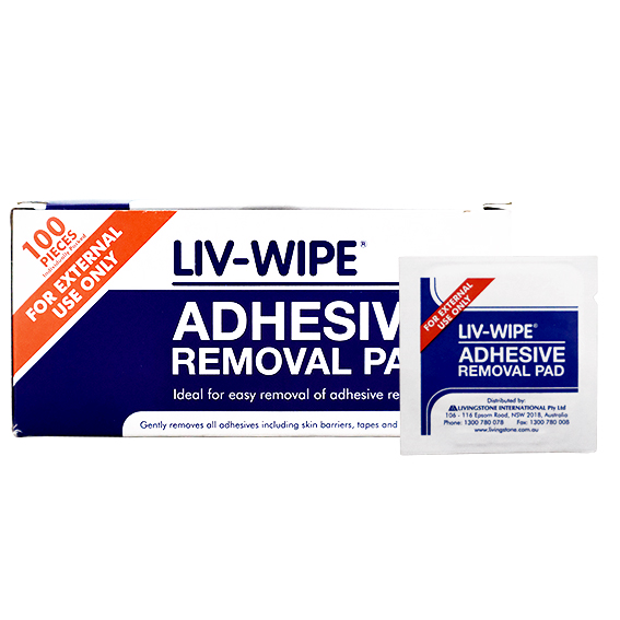 Liv-Wipe Adhesive Remover Removal Pad Wipe 6x6cm 100/Box - White x20