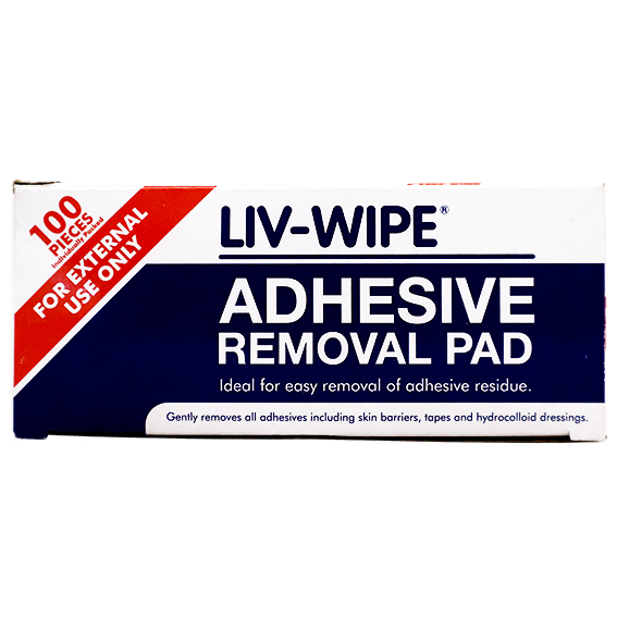 Liv-Wipe Adhesive Remover Removal Pad Wipe 6x6cm 100/Box - White x20
