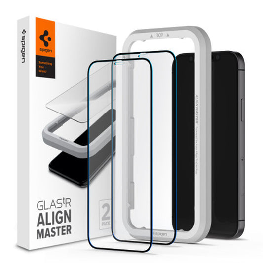 Spigen AlignMaster GLAS.tR Tempered Glass iPhone 12 Pro Max - Black