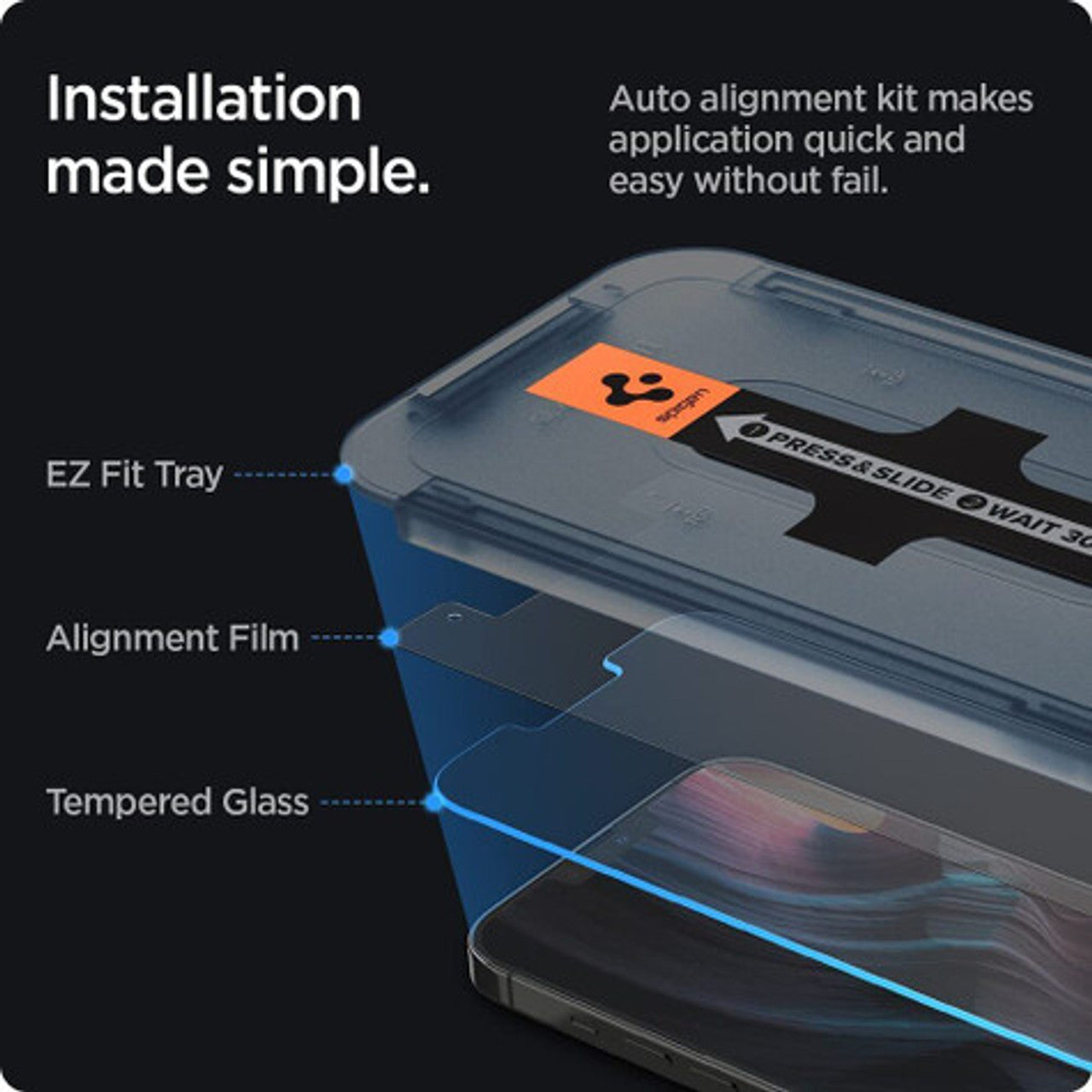 Spigen EZ Fit GLAS.tR Privacy 2 PCS Screen Protector iPhone 13 Pro Max - Black