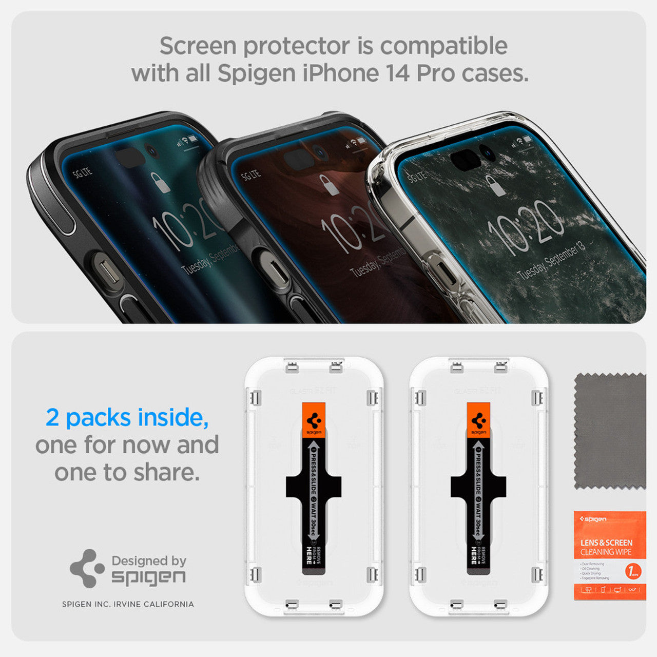 Spigen GLAS.tR EZ Fit 2PCS Screen Protector iPhone 14 Pro - Clear
