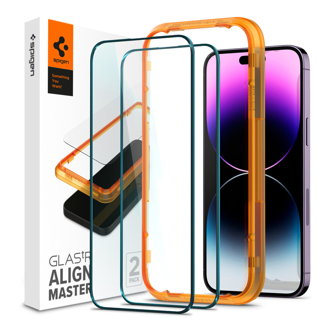 Spigen AlignMaster GLAS.tR Full Cover 2 PCS Screen Protector iPhone 14 Pro - Black