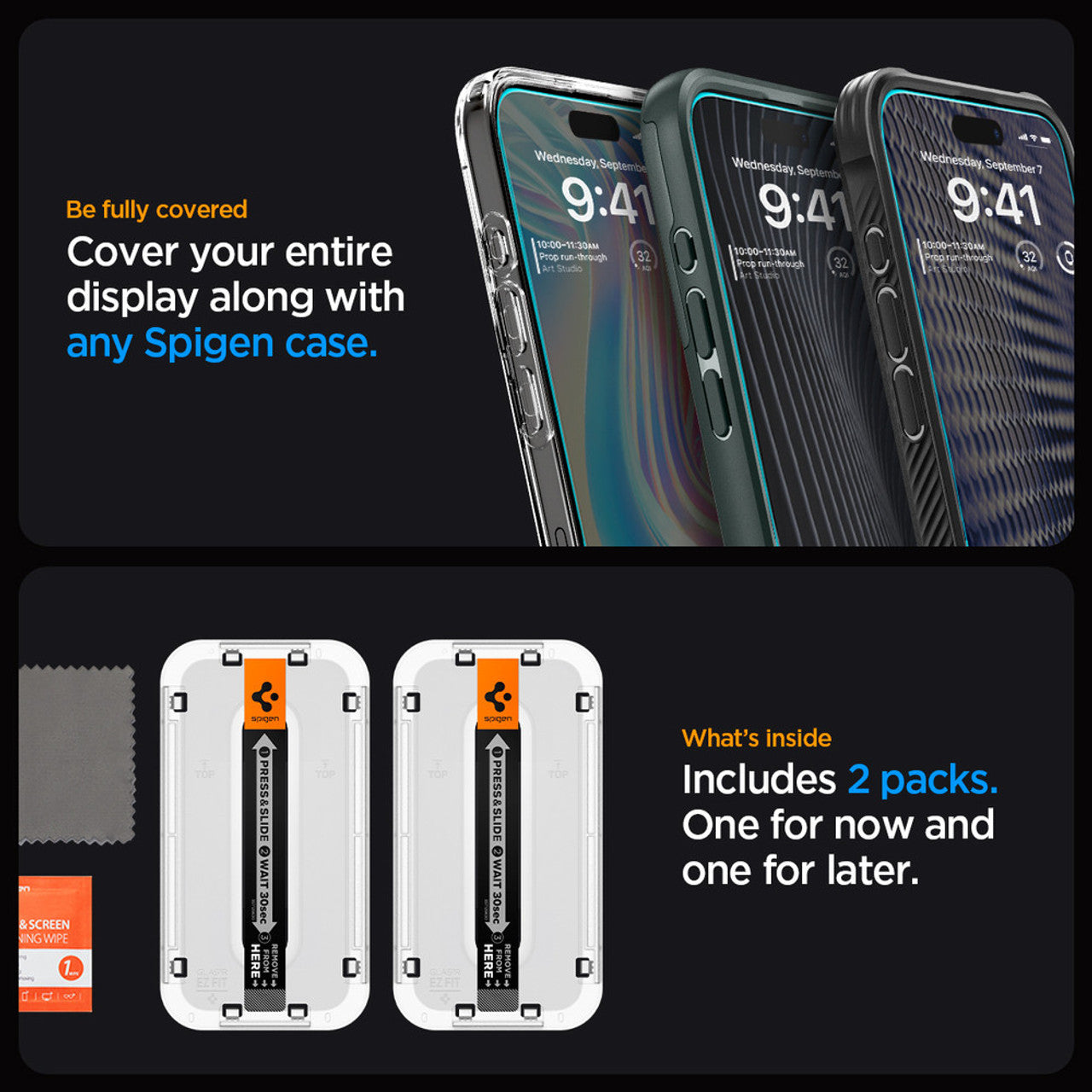 Spigen Glas.tR EZ Fit Glass Screen Protector iPhone 15 Plus - Clear