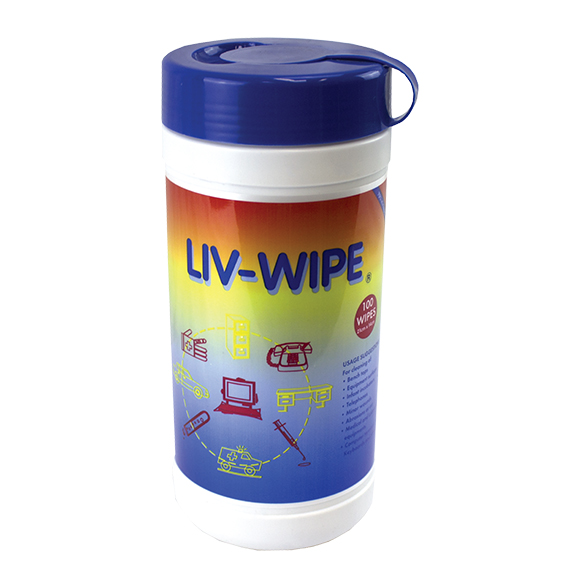 Liv-Wipe Antibacterial Alcohol Wipes 70% Isopropyl Alcohol Sanitiser 21 x 14cm 100/Tub - White x60