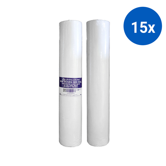 Livingstone Draw Sheet or Bed Sheet 80cm x 90m 50 Sheets/Roll - White x15