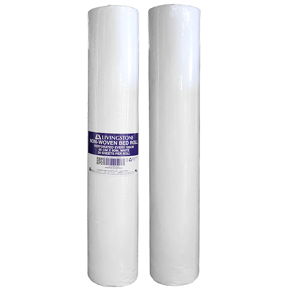 Livingstone Draw Sheet or Bed Sheet 80cm x 90m 50 Sheets/Roll - White x15