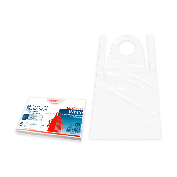 Liv Disposable Aprons Bib Type 23um 71 x 117cm HDPE HACCP 100/Box - White x25