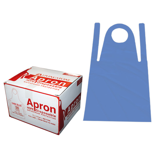 Liv Disposable Aprons Bib Type 23um 71 x 117cm HDPE HACCP 100/Box - Blue x25