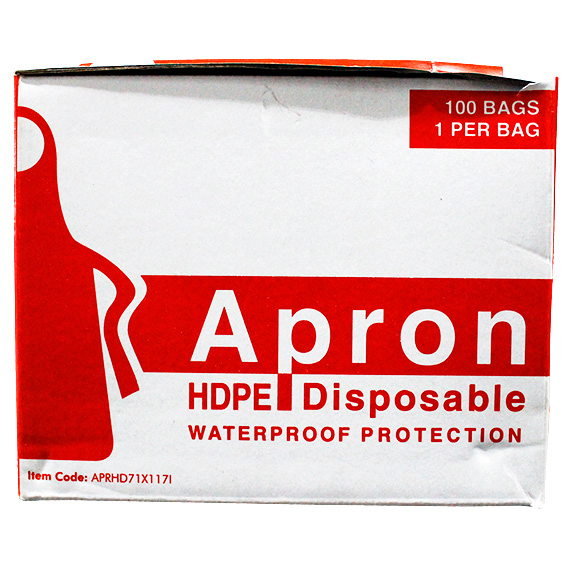 Liv Disposable Aprons Bib Type 23um 71 x 117cm HDPE Single Pack 100 Packs/Box - White x25