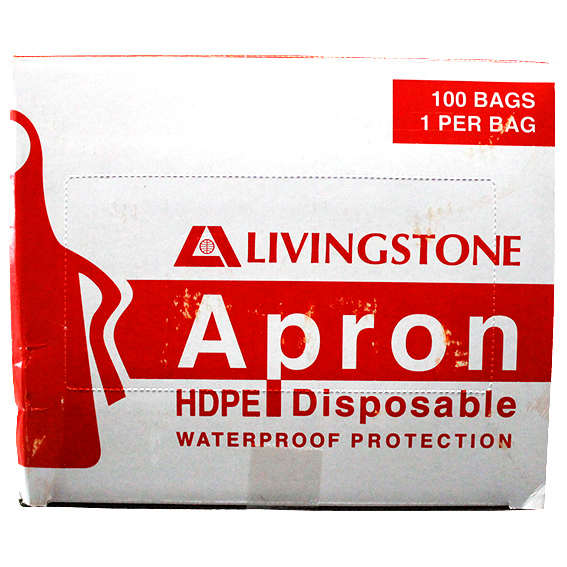 Liv Disposable Aprons Bib Type 23um 71 x 117cm HDPE Single Pack 100 Packs/Box - White x25