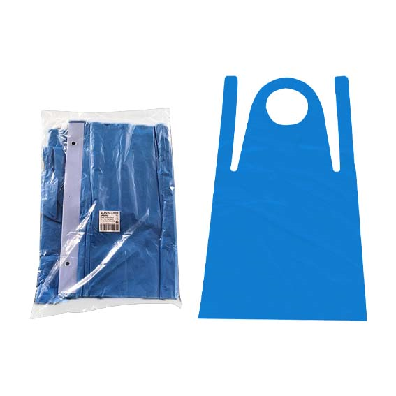 Livingstone Disposable Aprons Bib Type in Wall Hanging Dispenser 30um 84 x 123cm HDPE 100/Pack - Blue x25