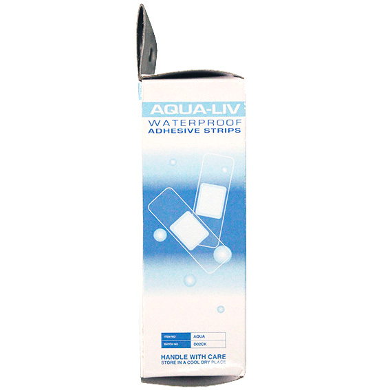 Aqua-Liv Waterproof First Aid Adhesive Strips with Pad 7.3 x 2.5cm Sterile 30/Box - Transparent x95