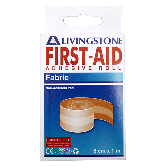 Livingstone Adhesive Fabric First Aid Roll with Pad 6cm x 1m Latex Free Sterile 1/Pack - Brown x150