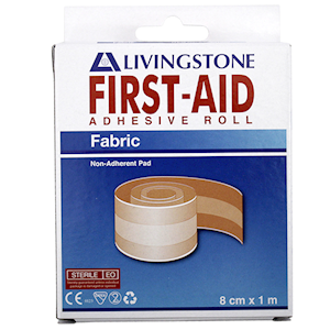 Livingstone Adhesive Fabric First Aid Roll with Pad 8cm x 1 Metre Latex Free 1/Pack - Brown x125