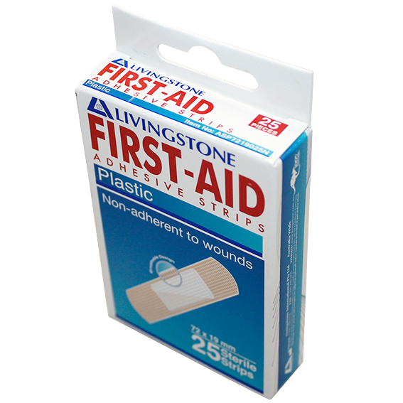Livingstone Superior Adhesive Recyclable Plastic Strips 72 x 19mm Latex Free 25/Box - White x270