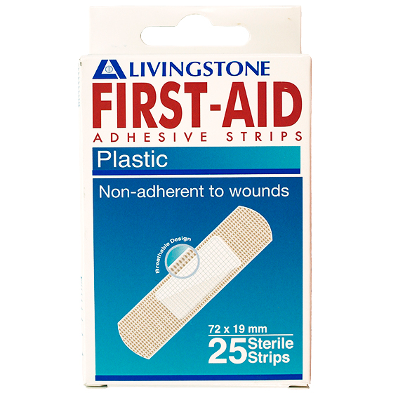 Livingstone Superior Adhesive Recyclable Plastic Strips 72 x 19mm Latex Free 25/Box - White x270