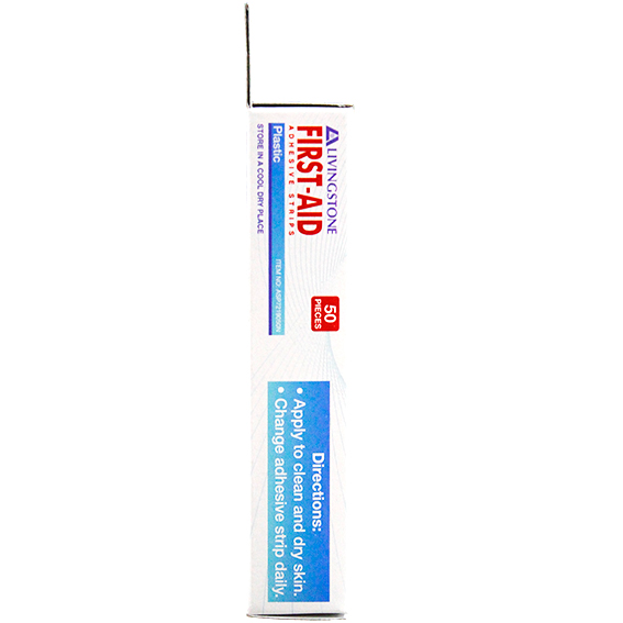 Livingstone Superior Adhesive Recyclable Plastic Strips 72 x 19mm Latex Free 50/Box - White x150