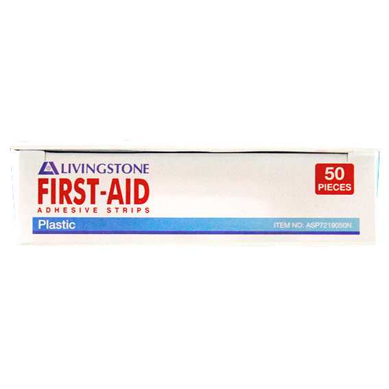 Livingstone Superior Adhesive Recyclable Plastic Strips 72 x 19mm Latex Free 50/Box - White x150