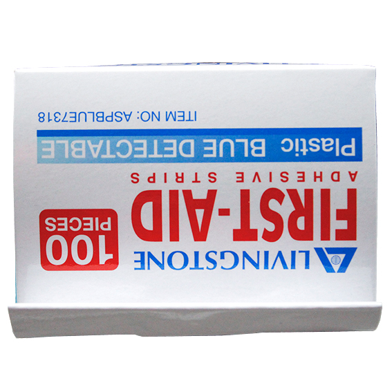 Livingstone X-Ray Metal Detectable Adhesive Strips with Pad 73 x 18mm Waterproof Latex Free 100/Pack - Blue x35