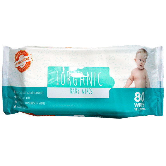 Livingstone Baby Wipes 100% Organic Biodegradable 19x21cm 80/Pack - White x95