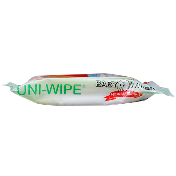 UNI-Wipe Baby Wipes Natural Scent Perfume-Free 20 x 18cm 20 Wipes/Resealable Pack - White x370