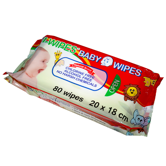 UNI-Wipe Baby Wipes Natural Scent Perfume-Free 20 x 18cm 80 Wipes Resealable Pack - White x270