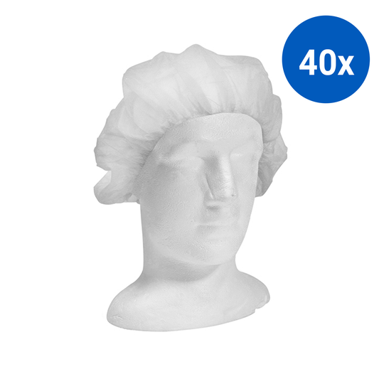 Livingstone Disposable Bouffant Hairnet Cap Nonwoven Latex Free 21" 16gsm 100/Box - White x40