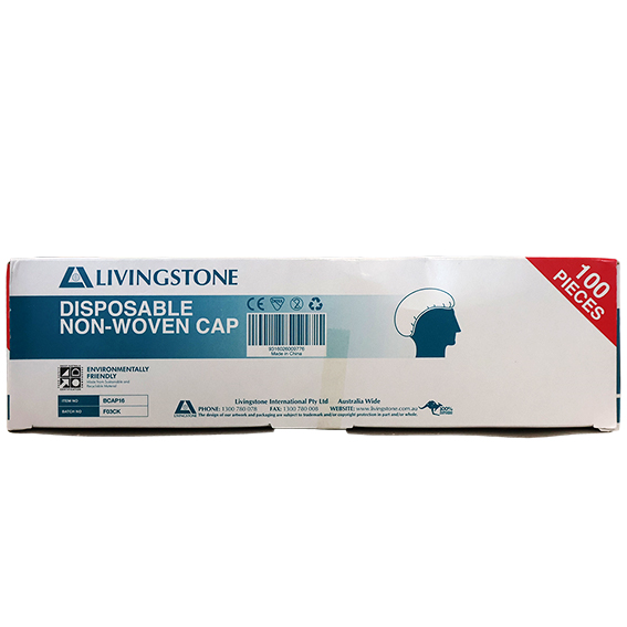 Livingstone Disposable Bouffant Hairnet Cap Nonwoven Latex Free 21" 16gsm 100/Box - White x40