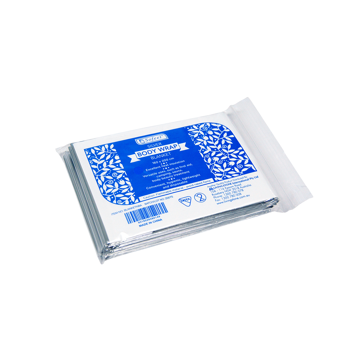SOFEEL Casualty Emergency Rescue Space Blanket Large 160 x 200cm 12um - Silver x125