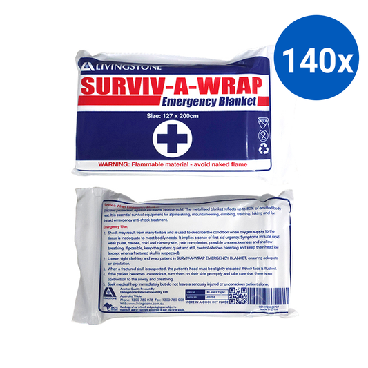 Surviv-A-Wrap Casualty Emergency Rescue Space Blanket 127 x 200cm 12um - Silver x140