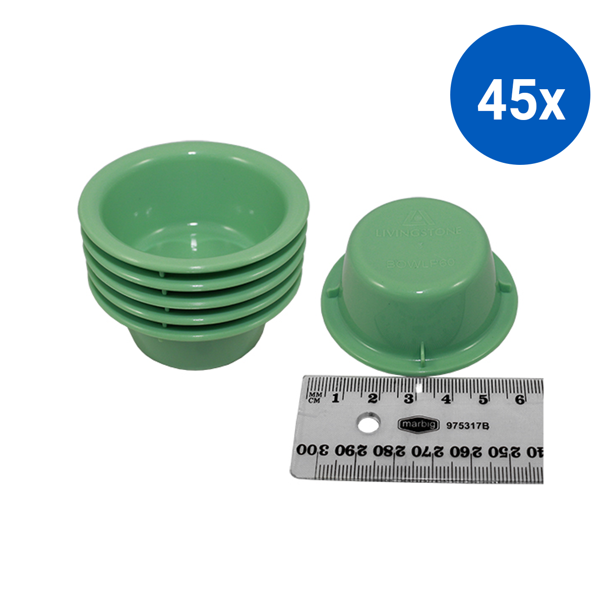 Livingstone Bowl Basin Cup 30ml 60mm x 26mm Autoclavable Recyclable Plastic 5/Pack - Green x45