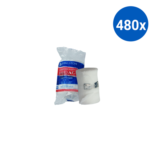 Livingstone Conforming Bandage with Clips 50mm x 4m Stretched - White x480