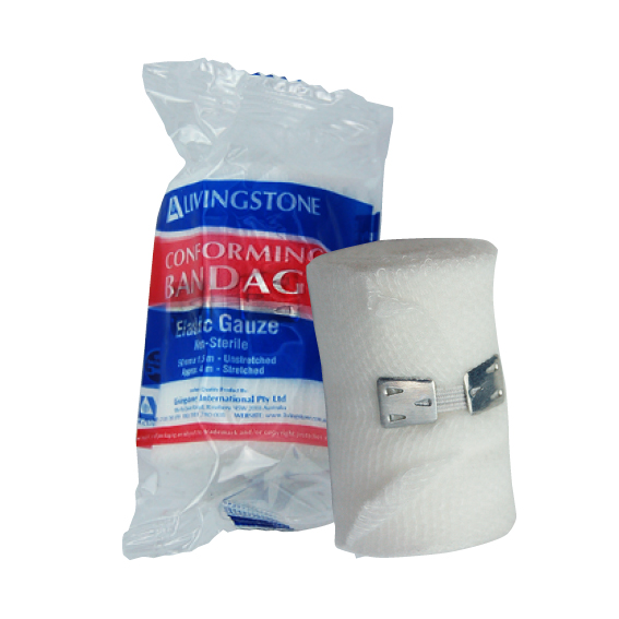 Livingstone Conforming Bandage with Clips 50mm x 4m Stretched - White x480